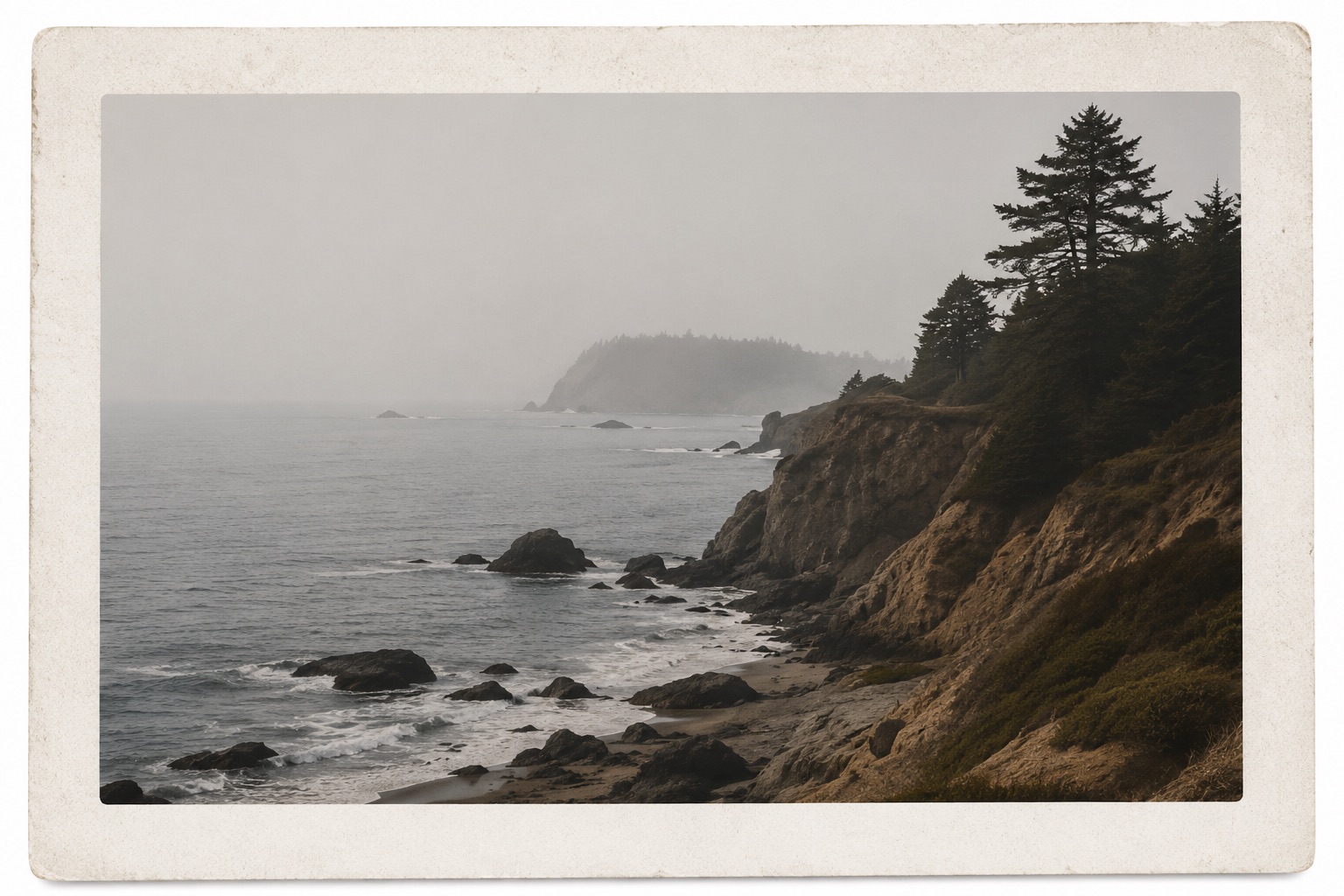 A quiet misty coastline